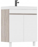 Тумба напольная Volna Conty 60.2D с умывальником Lake белый глянец/дуб сонома