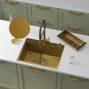 Мойка кухонная Roxen Snake 560220-60-GS PVD (gold) с коландером и дозатором