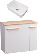 Тумба с умывальником Lauter Adri 79 + 21674A (белый глянец)