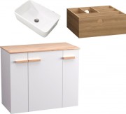 Тумба с умывальником Lauter Adri 79 + 21674A (белый глянец, с органайзером 23)