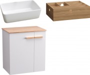 Тумба с умывальником Lauter Adri 59 + 21674A (белый глянец, с органайзером 32)
