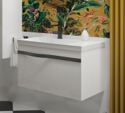 Тумба под умывальник Lauter Eva 69 (белый глянец, ручка матовая черная сталь)