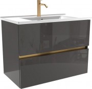 Тумба с умывальником ЗОВ Лира 80 / L80MWFMLGVG-OL80 (грифель глянец)