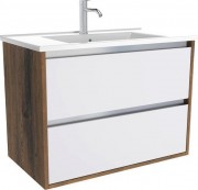 Тумба с умывальником ЗОВ Парма 80 / P80LA0MWMC1A-OL80 (аттик/белый матовый/алюминий)