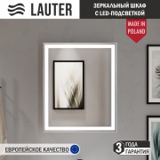 Шкаф с зеркалом для ванной Lauter Emma (с подсветкой, черный мат)