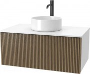 Тумба под умывальник ЗОВ Кито 80 / K80LW0MRMC-LDSPW (белый/тростник)