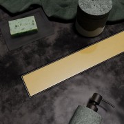 Душевой трап Veconi Stesso VS400G, 40 см, решетка под плитку, золото брашинг Душевой трап Veconi Stesso VS400G, 40 см, решетка под плитку, золото брашинг