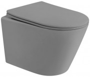 Унитаз подвесной Abber BEQUEM AC1102TMG 35,5x49 безободковый серый матовый SoftClose (смыв торнадо)