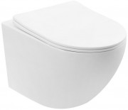 Унитаз подвесной Abber BEQUEM AC1100TMW 35,5x49 безободковый белый матовый с сиденьем SoftClose, смыв торнадо