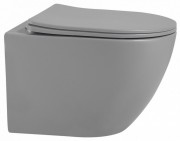 Унитаз подвесной Abber BEQUEM AC1101TMG 35,5x49 безободковый серый матовый с сиденьем SoftClose (смыв торнадо)