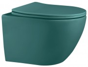 Унитаз подвесной Abber BEQUEM AC1101MBG 35,5x49 безободковый зеленый матовый с сиденьем SoftClose