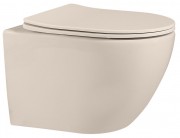 Унитаз подвесной Abber BEQUEM AC1101MBE 35,5x49 безободковый бежевый матовый с сиденьем SoftClose