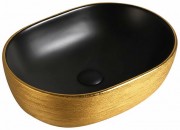 Умывальник накладной Roxen Sandra 570195-BGB 48x34 черный матовый/золото