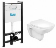 Унитаз подвесной Roca Debba Rimless с крышкой + инсталляция Унитаз подвесной Roca Debba Rimless с крышкой + инсталляция