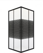 Душевой уголок Domani-Spa Shape 2 99 Black Accents 90x90 стекла прозрачные с рисунком Stripe, профиль графит