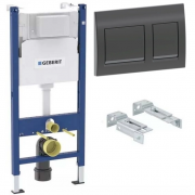 Инсталляция для унитаза Geberit c кнопкой Alpha 35 черный хром