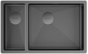 Мойка кухонная Paulmark Next 69/2S UNI PM226944-GMR вороненая сталь, правая