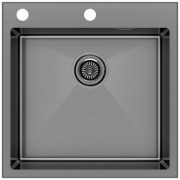 Мойка кухонная Paulmark Kroner-EDGE 51 PM775151-GM вороненая сталь