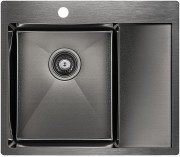 Мойка кухонная Paulmark Flank PM225951-GML вороненая сталь, левая