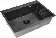 Мойка кухонная ARFEKA ECO AR 700*500 BLACK PVD NANO DECOR, вороненая сталь