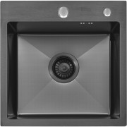 Мойка кухонная ARFEKA ECO AR 450*450 BLACK PVD NANO DECOR MILLET GRAINS, вороненая сталь