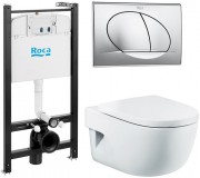 Унитаз подвесной Roca Meridian с крышкой + инсталляция с клавишей смыва, белая (893104110) Унитаз подвесной Roca Meridian с крышкой + инсталляция с клавишей смыва, белая (893104110)