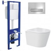 Комплект унитаз Berges VITA Rimless + инсталляция Berges Atom Line + клавиша смыва хром глянец