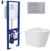 Комплект унитаз Berges VITA Rimless + инсталляция Berges Atom + сидение дюропласт + клавиша смыва хром глянец