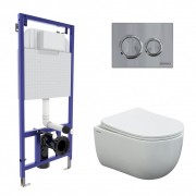 Комплект инсталляции Berges NOVUM 525 + VENTAS Rimless + Ventas Slim SO + О3 с клавишей хром глянец