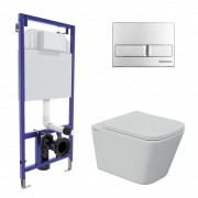 Комплект инсталляции Berges NOVUM525 с подвесным унитазом FLOE S Rimless и клавишей смыва L3 глянцевый хром (043242)