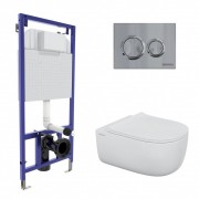 Комплект инсталляции Berges NOVUM 525 + EGO XL Rimless + Okus Slim SO + O3 с клавишей хром