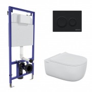 Комплект инсталляции Berges NOVUM 525 + EGO XL Rimless + Okus Slim SO + O5 с черной клавишей