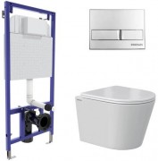 Комплект унитаз Berges VITA Rimless + инсталляция Novum + клавиша смыва L3 хром глянец