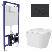 Комплект унитаз Berges VITA Rimless + инсталляция Novum + клавиша смыва O5 Soft Touch черная