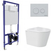 Комплект унитаз Berges OKUS Rimless + инсталляция Novum + клавиша смыва O2 хром матовый