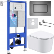 Комплект инсталляции 6 в 1 Roxen StounFix Dual Fresh 954681 с унитазом 530120-01 и клавишей смыва Steel 420280G с аромадозатором