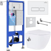 Комплект инсталляции 6 в 1 Roxen StounFix Dual Fresh 953833 с унитазом 530185-01Х и клавишей смыва Caspia 410280W с аромадозатором