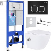 Комплект инсталляции 6 в 1 Roxen StounFix Dual Fresh 938621 с унитазом 530185-01Х и клавишей смыва Santi 410280B с аромадозатором