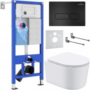 Комплект инсталляции 6 в 1 Roxen StounFix Dual Fresh 921358 с унитазом 530120-01 и клавишей смыва Caspia 410280B саромадозатором