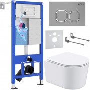 Комплект инсталляции 6 в 1 Roxen StounFix Dual Fresh 919136 с унитазом 530120-01 и клавишей смыва Santi 410280M с аромадозатором