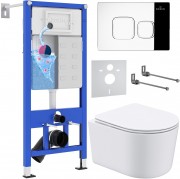 Комплект инсталляции 6 в 1 Roxen StounFix Dual Fresh 918025 с унитазом 530120-01 и клавишей смыва Santi 410280CH с аромадозатором