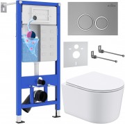 Комплект инсталляции 6 в 1 Roxen StounFix Dual Fresh 915792 с унитазом 530120-01 и клавишей смыва Santi 410260M с аромадозатором