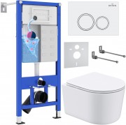 Комплект инсталляции 6 в 1 Roxen StounFix Dual Fresh 906789 с унитазом 530120-01 и клавишей смыва Santi 410260W с аромадозатором