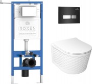 Комплект инсталляция Roxen StounFix Dual Fresh 6 в 1 979025 с унитазом Vine Tornado и клавишей смыва Glass черный/хром