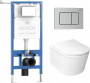 Комплект инсталляция Roxen StounFix Dual Fresh 6 в 1 979023 с унитазом Vine Tornado и клавишей смыва Steel сатин