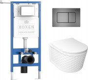 Комплект инсталляция Roxen StounFix Dual Fresh 6 в 1 979021 с унитазом Vine Tornado и клавишей смыва Steel сталь