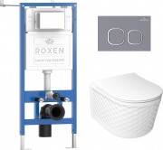 Комплект инсталляция Roxen StounFix Dual Fresh 6 в 1 979019 с унитазом Vine Tornado и клавишей смыва Santi 410280DG серый бетон