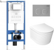 Комплект инсталляция Roxen StounFix Dual Fresh 6 в 1 979017 с унитазом Vine Tornado и клавишей смыва Santi 410280M светло-серый