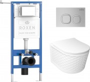 Комплект инсталляция Roxen StounFix Dual Fresh 6 в 1 979016 с унитазом Vine Tornado и клавишей смыва Santi 410280CH хром