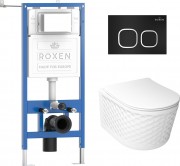 Комплект инсталляция Roxen StounFix Dual Fresh 6 в 1 979015 с унитазом Vine Tornado и клавишей смыва Santi 410280B черный